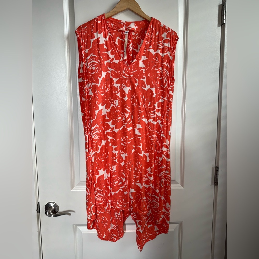Uncle Frank Orange and White Floral Dress  With Pockets Women’s Size Small EUC